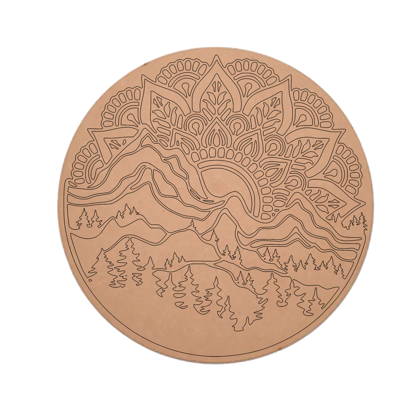 MDF Pre Marked Floral Scenery Cutout Design Art Round