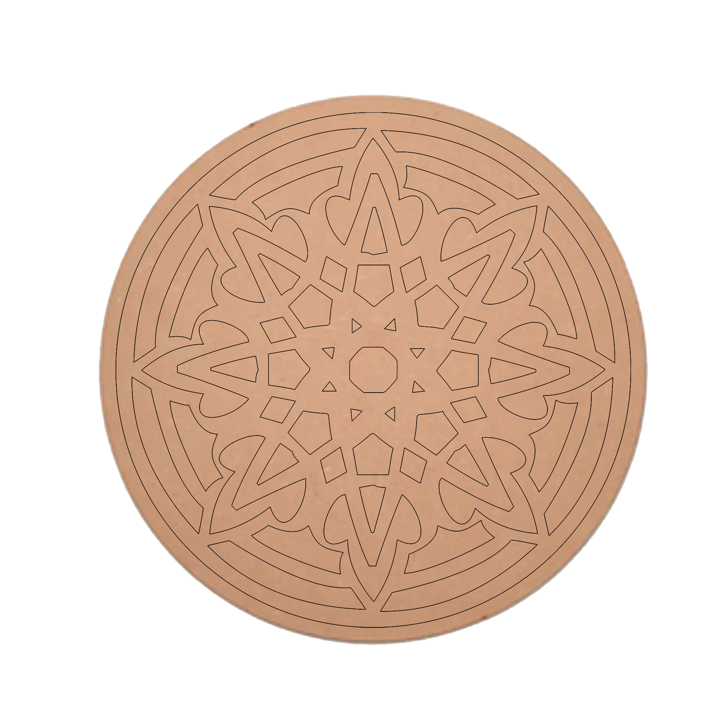 MDF Pre Marked Floral Art Cutout Round Design