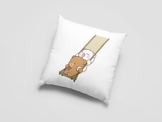 Mocha Bear Printed Cushion