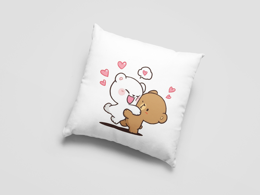 Mocha Bear Printed Cushion