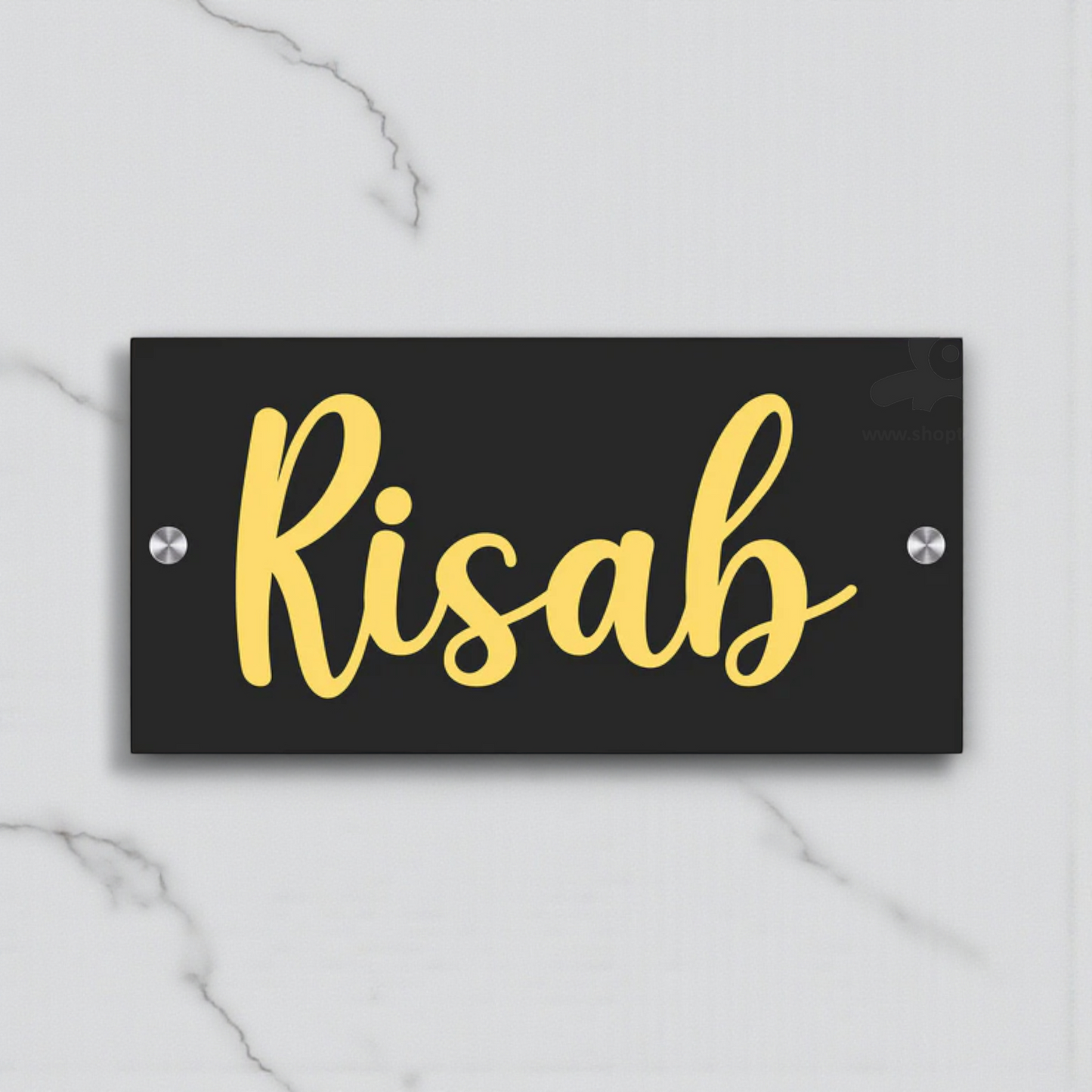 ShopTwiz Rectangle Z Black Acrylic with Golden Letter Name Plate for House and Office