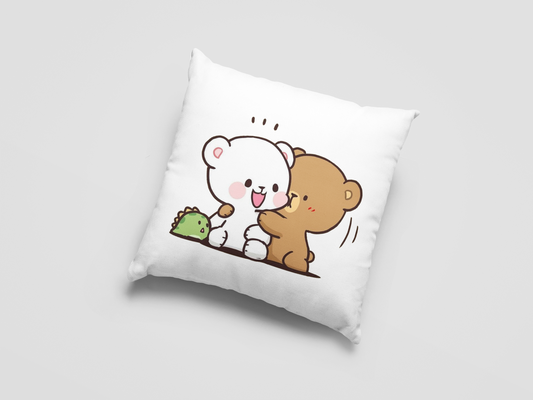 Mocha Bear Printed Cushion