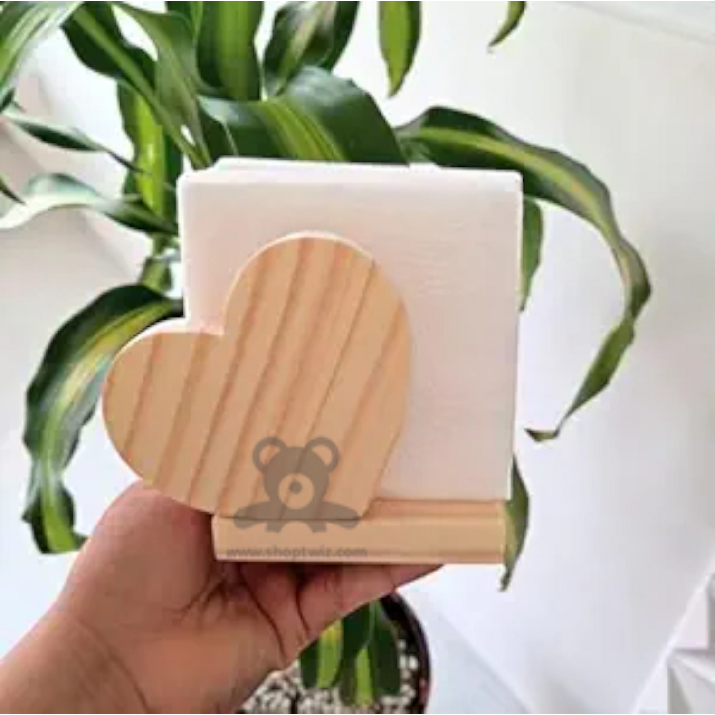 ShopTwiz Wooden Heart Design Napkin Holder