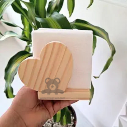 ShopTwiz Wooden Heart Design Napkin Holder