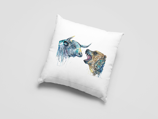 Bull And  Bear Printed Cushion