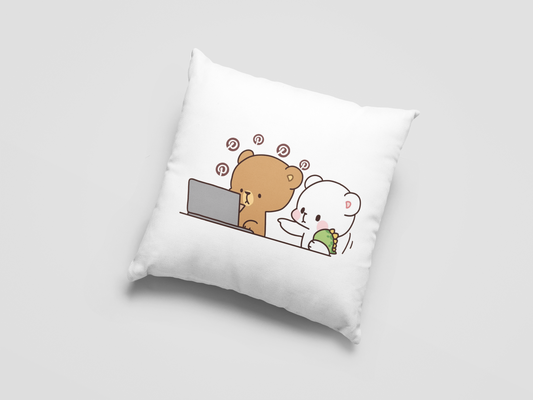 Mocha Bear Printed Cushion