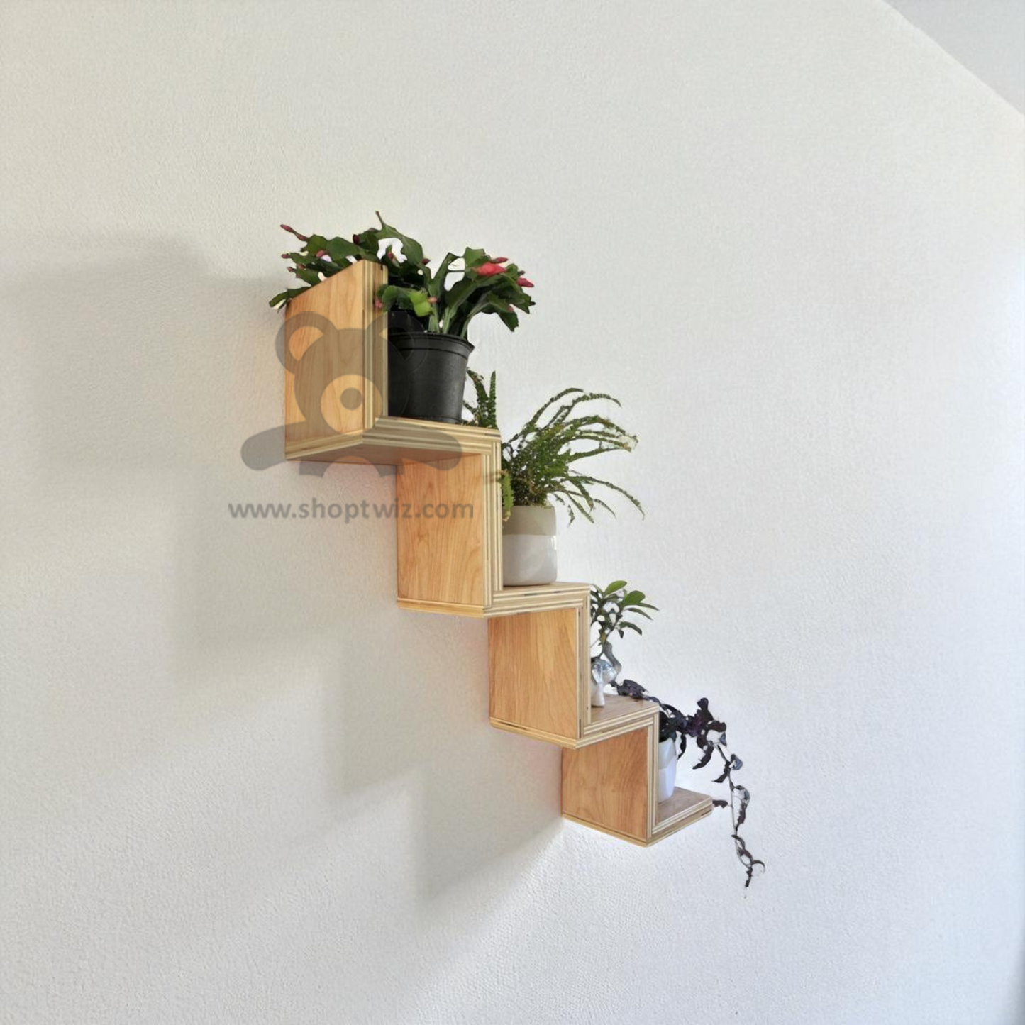 ShopTwiz Wooden Pot Stand Decorative Design