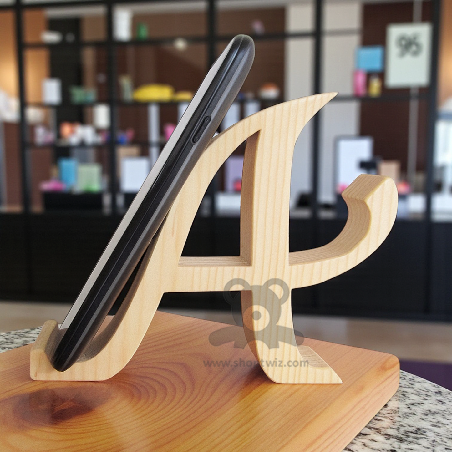 ShopTwiz Wooden Mobile Stand with Letter Design