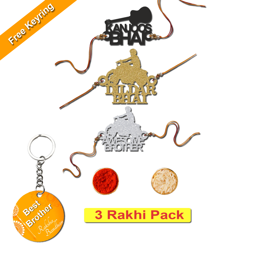 Combo Rakhi Set with Free Keychain for Rakshabandhan (Awesome Bro)