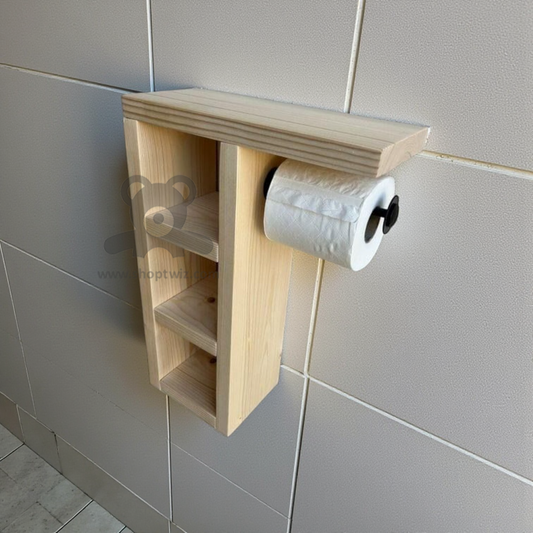 ShopTwiz Wooden Rectangle Toilet Paper Holder