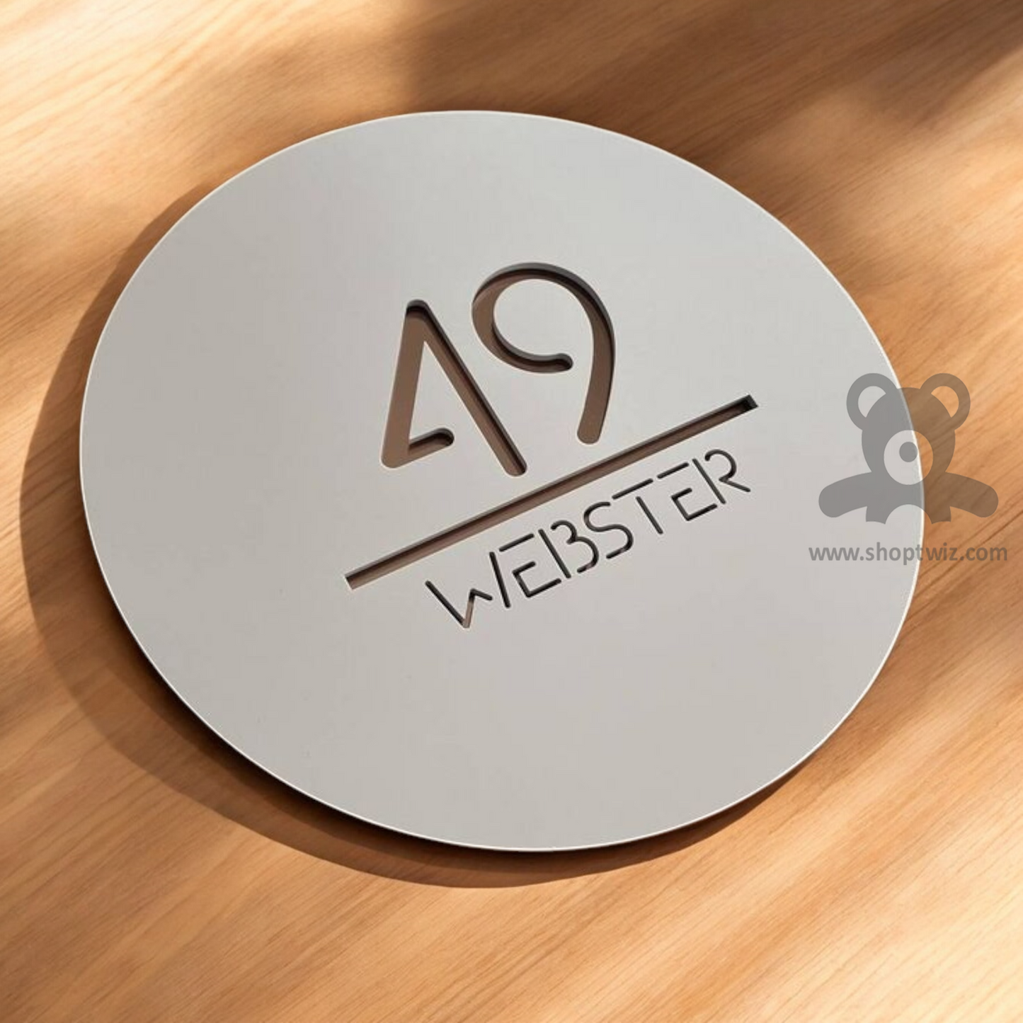 ShopTwiz Circle White Golden Letter Name Plate for House and Office