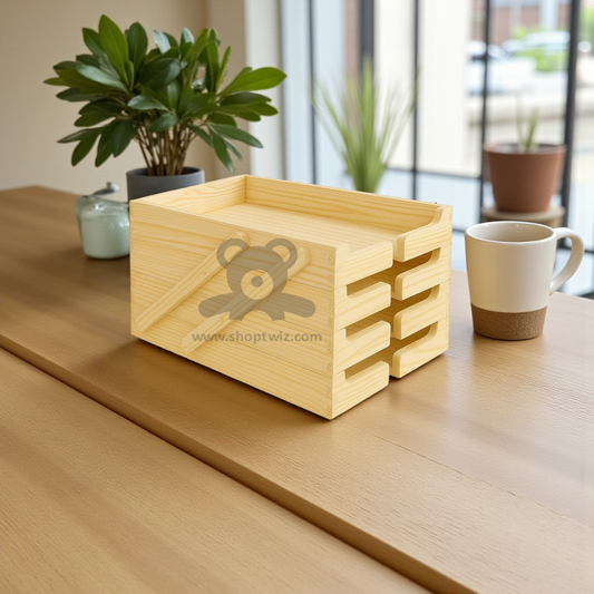 ShopTwiz Wooden Basket 4-Box Set for Kitchen