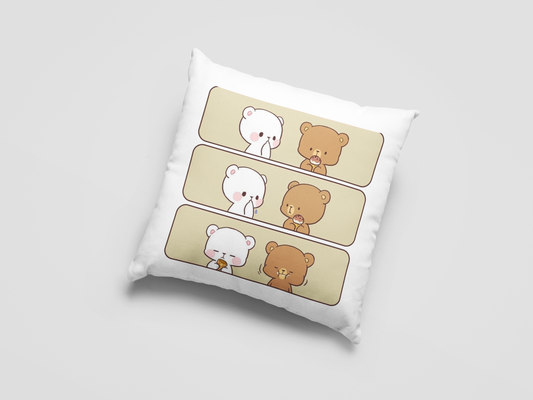 Mocha Bear Printed Cushion