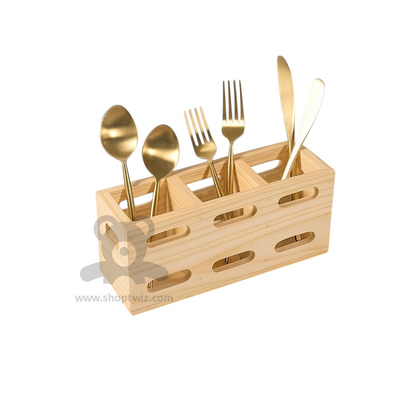 ShopTwiz Wooden Rectangle Spoon and Knife Stand