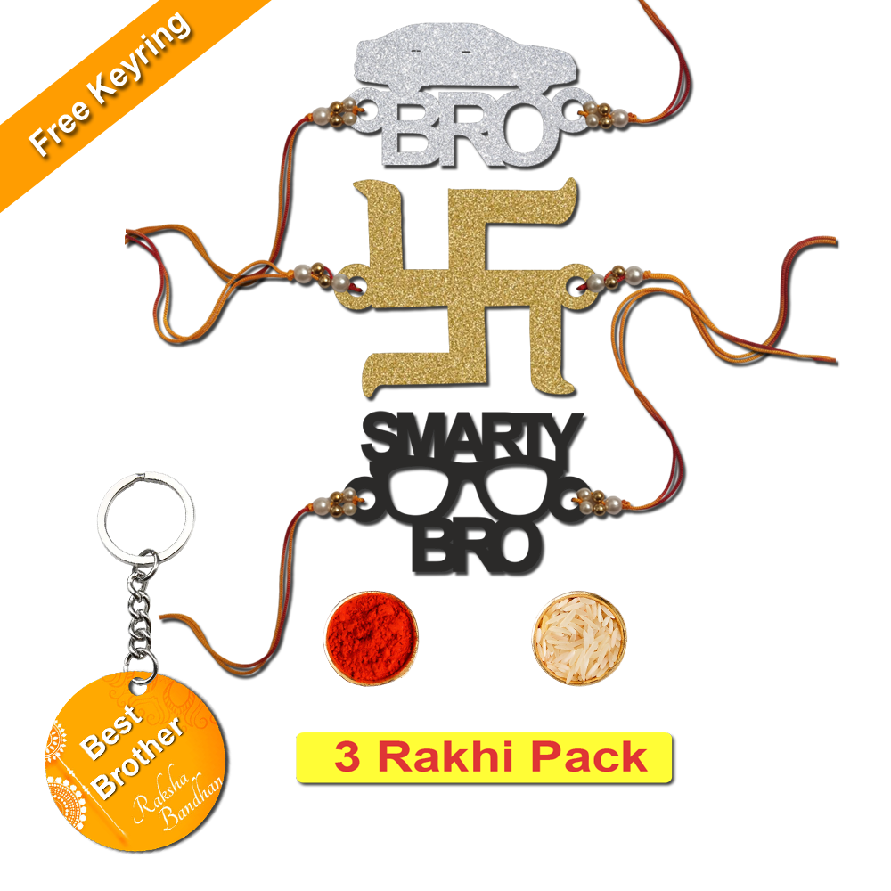 Combo Rakhi Set with Free Keychain for Rakshabandhan (Smarty Bro )