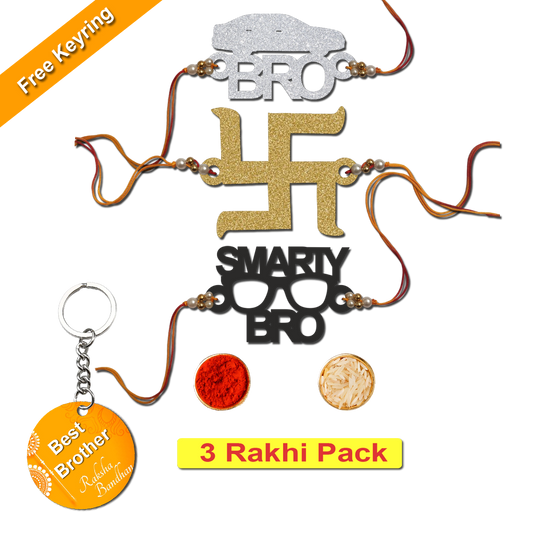 Combo Rakhi Set with Free Keychain for Rakshabandhan (Smarty Bro )