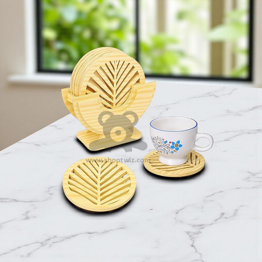 ShopTwiz Wooden Coaster Set (6 Pcs) for Office, Kitchen, Hotels