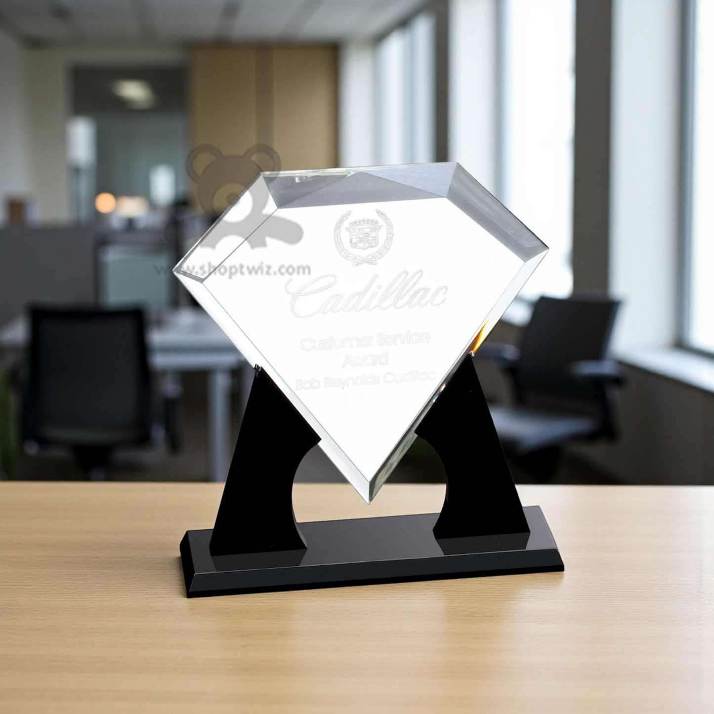 ShopTwiz Customized Diamond-Shaped Trophy – Personalized Logo & Name Corporate Gift