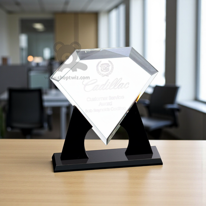 ShopTwiz Customized Diamond-Shaped Trophy – Personalized Logo & Name Corporate Gift