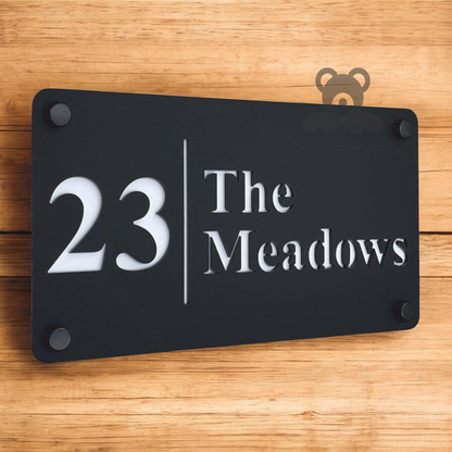 ShopTwiz Rectangle Black White Letter Name Plate for House and Office