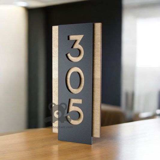 ShopTwiz Rectangle Wood Black Acrylic Name Plate for House and Office