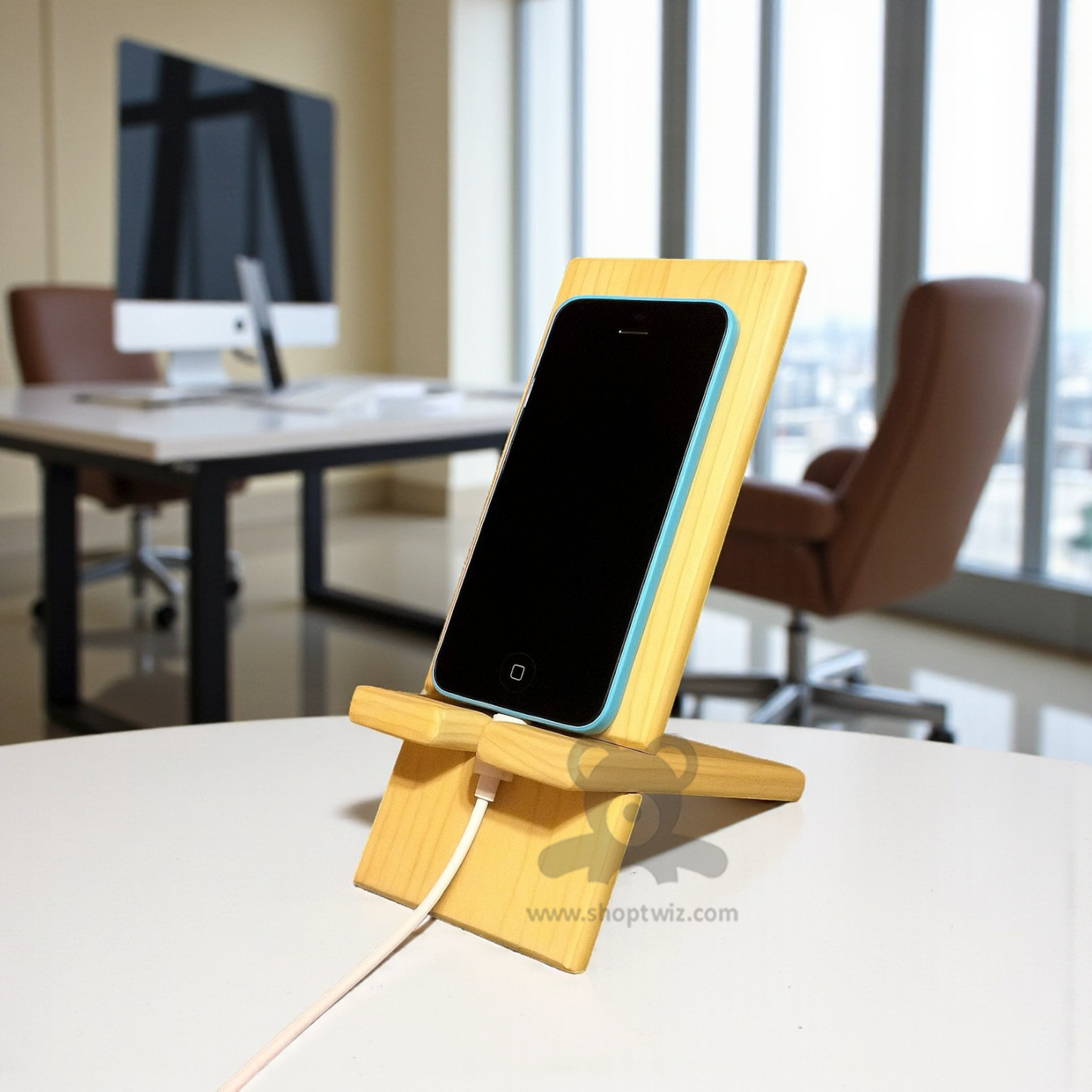 ShopTwiz Customized Wooden Mobile Stand – Personalize with Logo or Name | Elegant Corporate Gift