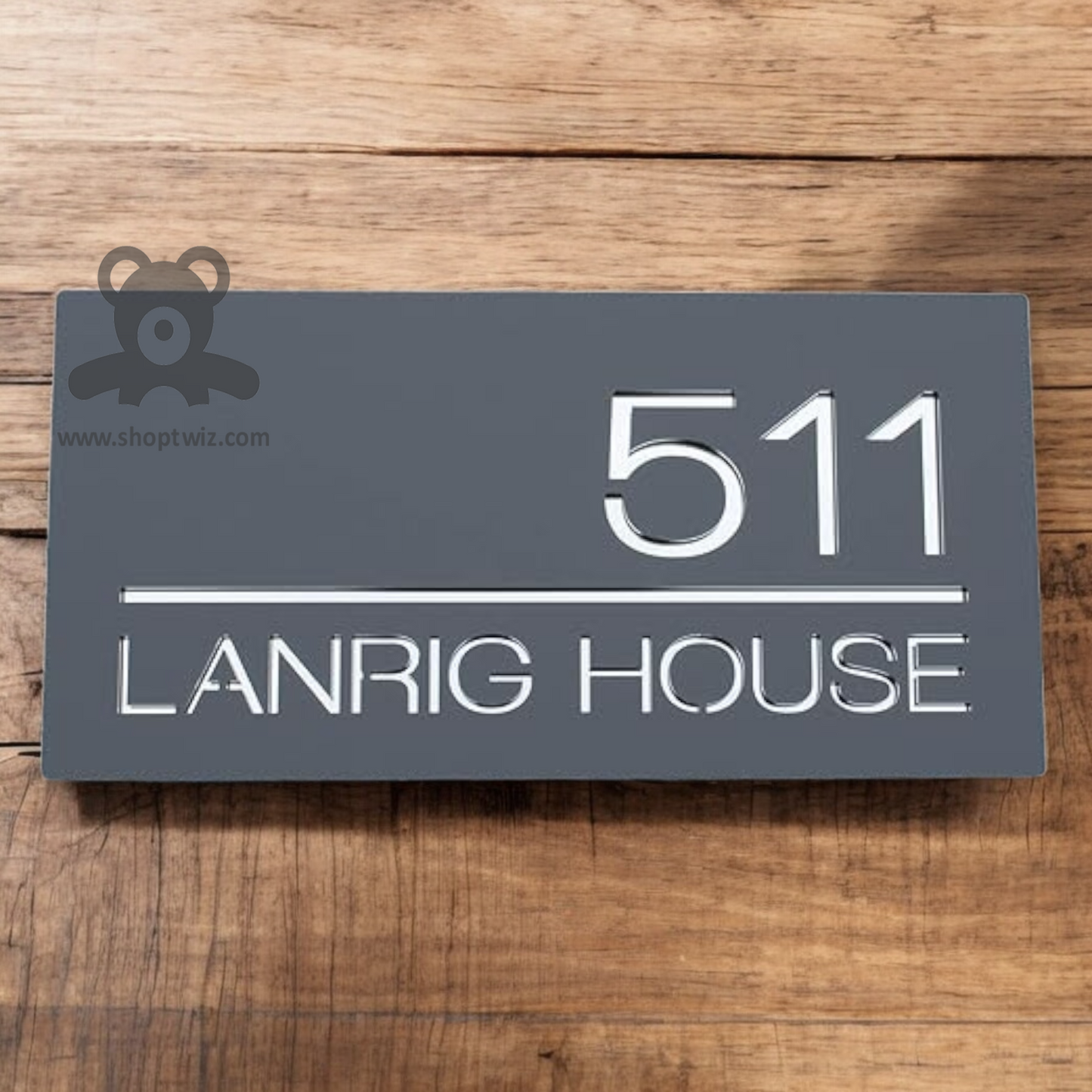 ShopTwiz Rectangle Black Acrylic White Letter Name Plate for House and Office