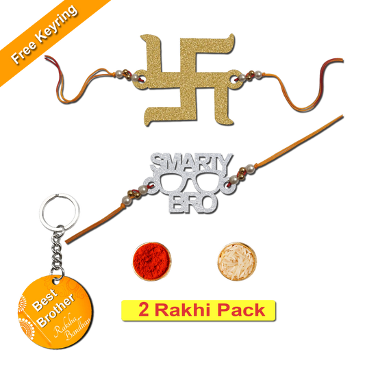 Combo Rakhi Set with Free Keychain for Rakshabandhan (Smarty Brother )