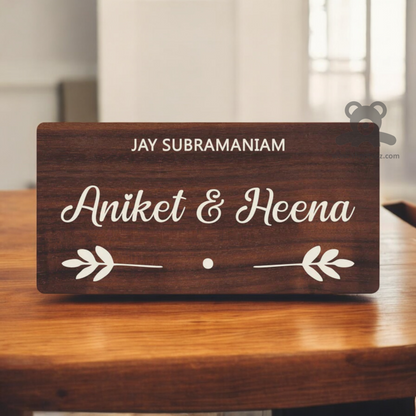 ShopTwiz Rectangle Wood White Design Letter Name Plate for House and Office