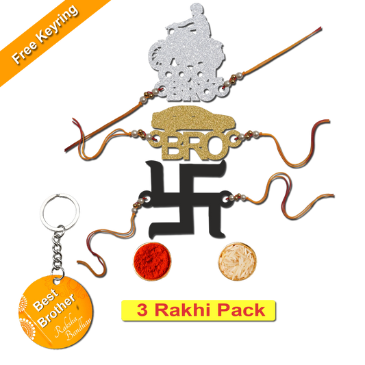 Combo Rakhi Set with Free Keychain for Rakshabandhan (Swastika )