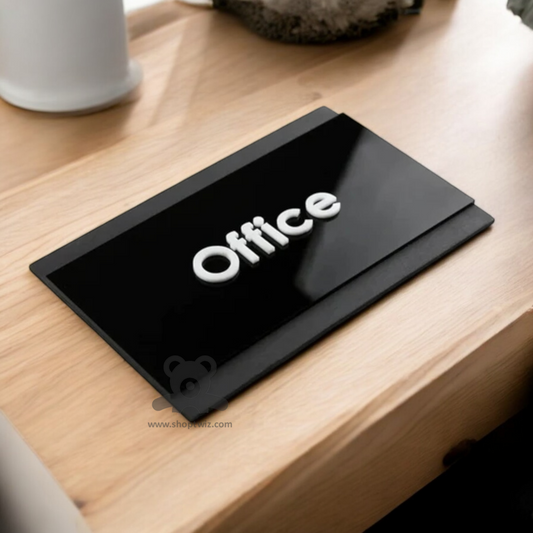 ShopTwiz Rectangle Black and White Letter Name Plate for House and Office