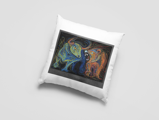 Bull And Bear   Printed Cushion