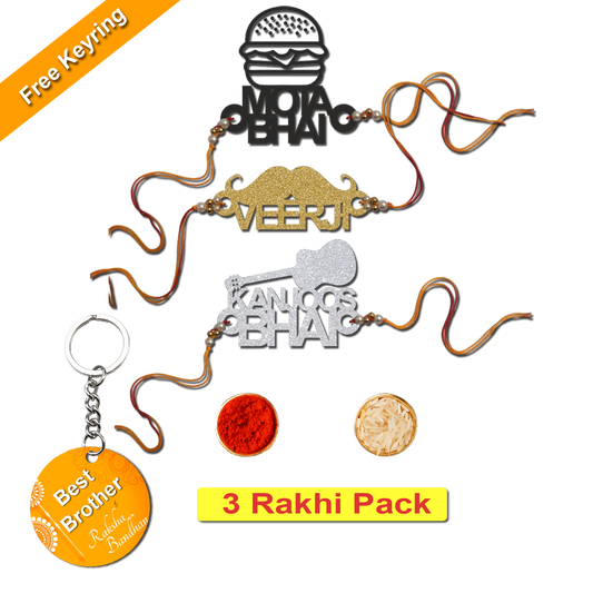 Combo Rakhi Set with Free Keychain for Rakshabandhan (Kanjoos Bhai  )