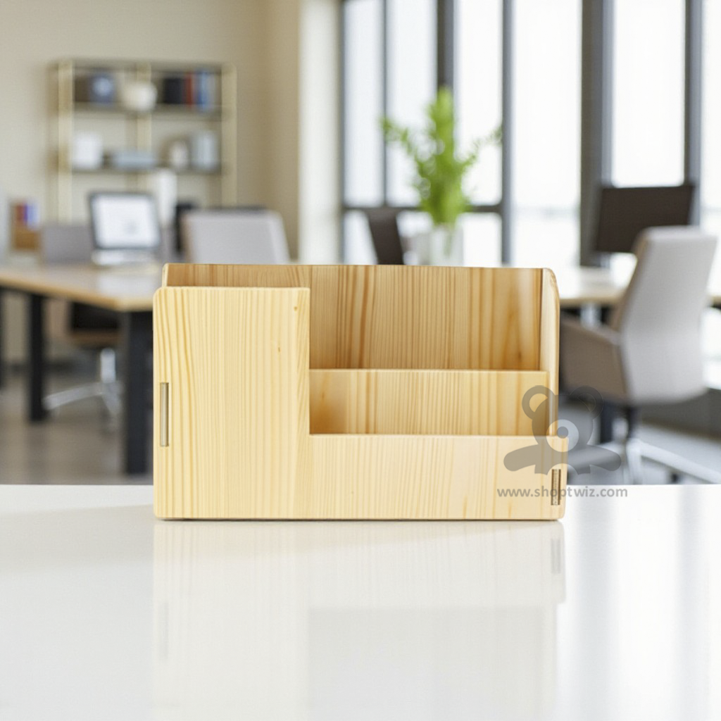 ShopTwiz Wooden Pen and Card Stand