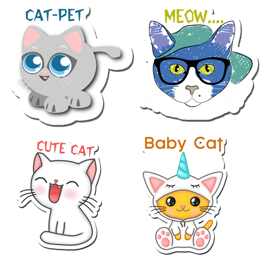 ShopTwiz Cute Cat Baby/Kids Learning Fridge Magnet and Door Magnets (Set of 4 Magnets)