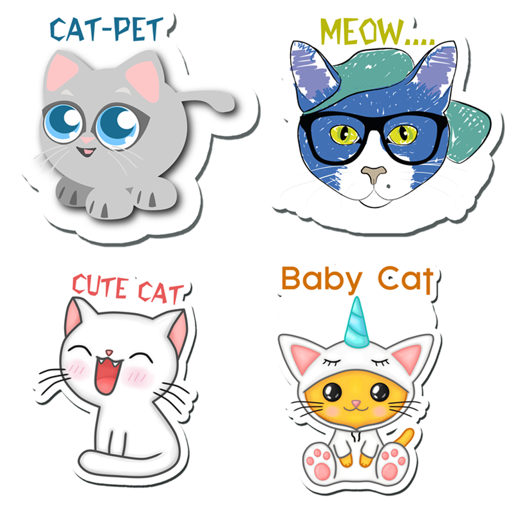 ShopTwiz Cute Cat Baby/Kids Learning Fridge Magnet and Door Magnets (Set of 4 Magnets)