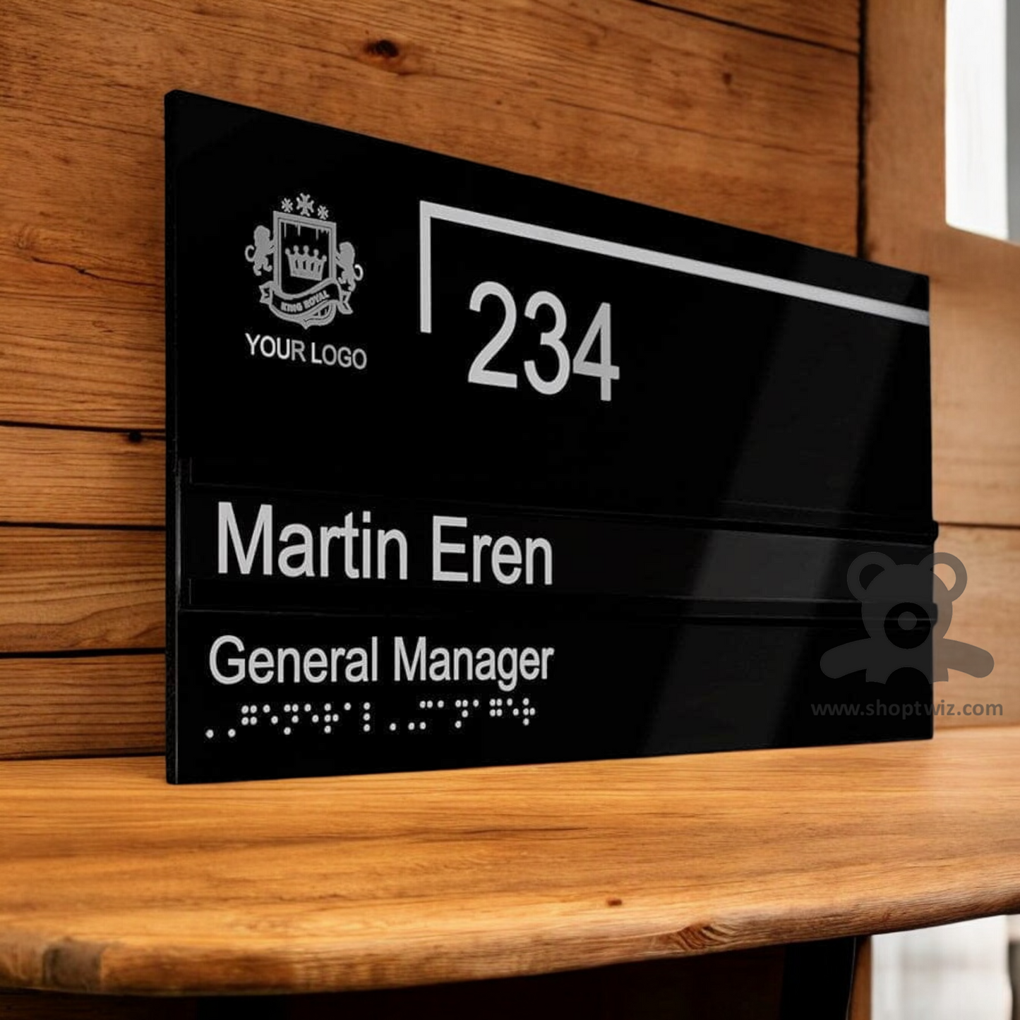 ShopTwiz Rectangle Black White Letter Design Name Plate for House and Office