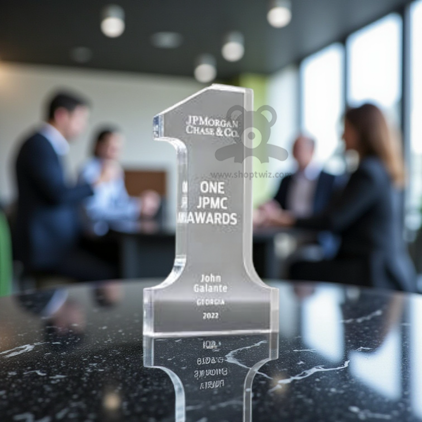 ShopTwiz Customized Number Acrylic Award – Personalize with Logo or Name | Elegant Corporate Recognition Gift