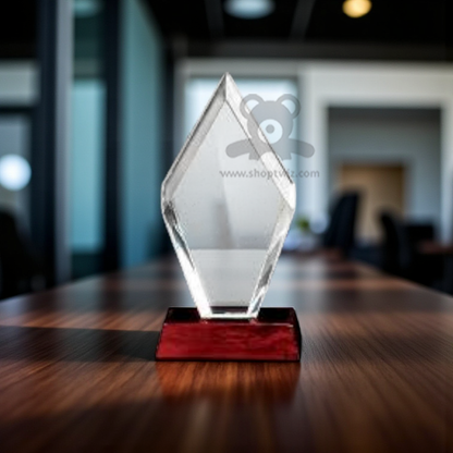 ShopTwiz Customized Crystal Glass Trophy – Personalized Logo & Name Corporate Gift