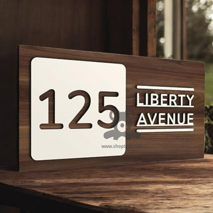 ShopTwiz Rectangle Wood White Letter Name Plate for House and Office