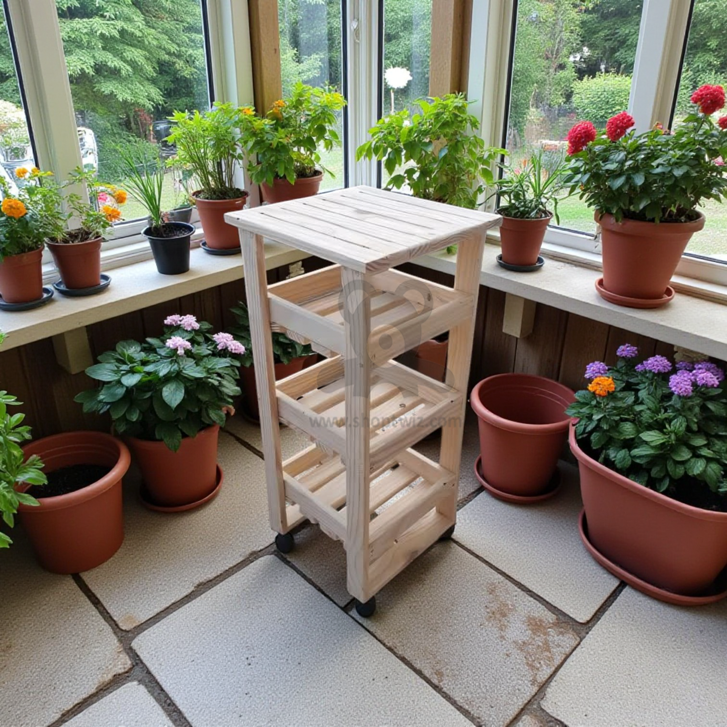 ShopTwiz Wooden 3-Box Pot Stand