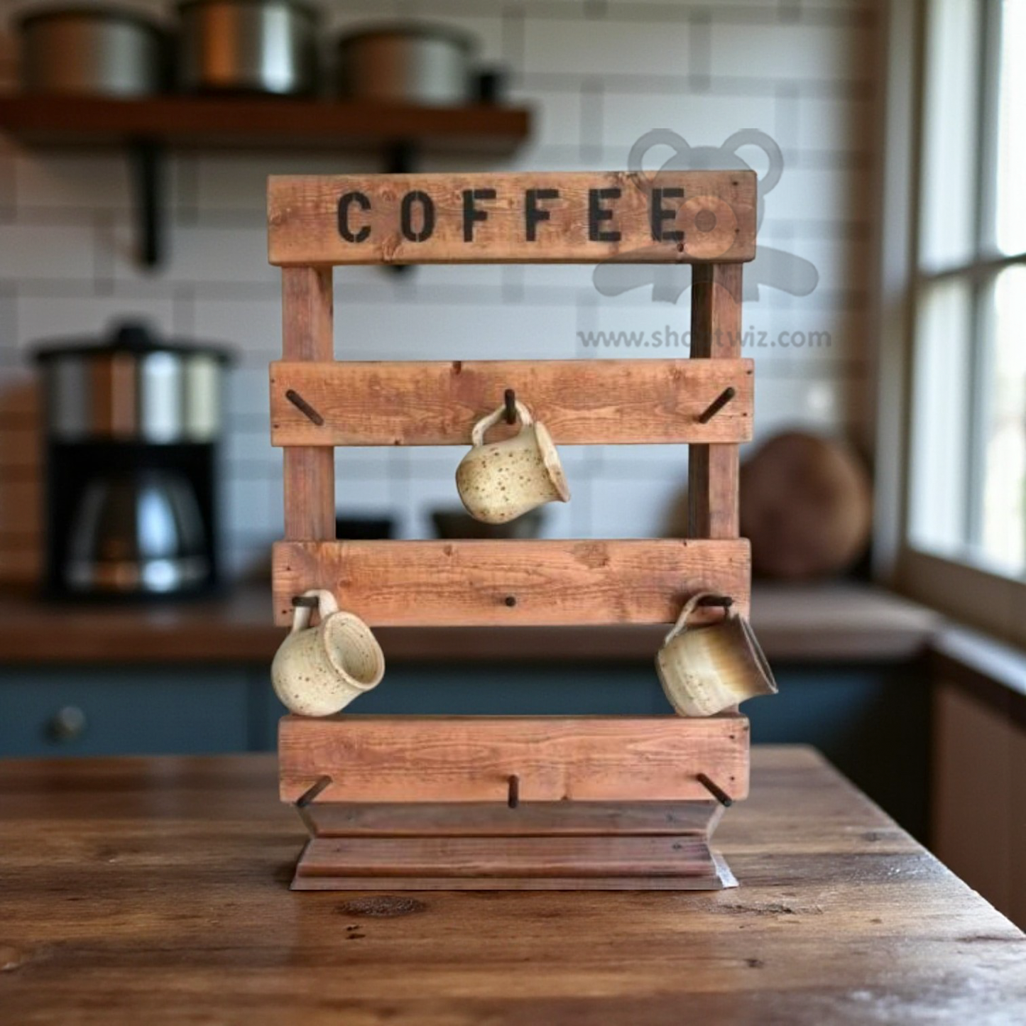 ShopTwiz Customized Wooden Coffee Stand – Personalize with Logo or Name | Elegant Corporate Gift
