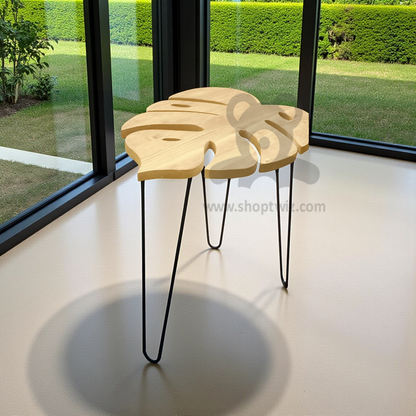 ShopTwiz Wooden Monstera Leaf Table Stand