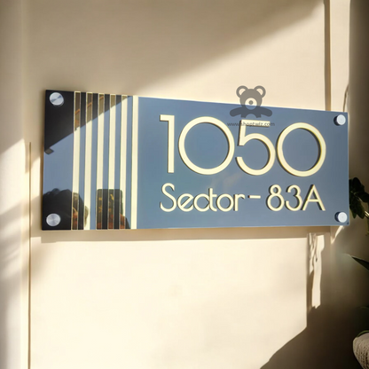 ShopTwiz Rectangle Black and Golden Design with Letter Name Plate for House and Office