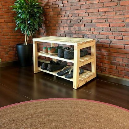 ShopTwiz Wooden Shoe and Slipper Stand