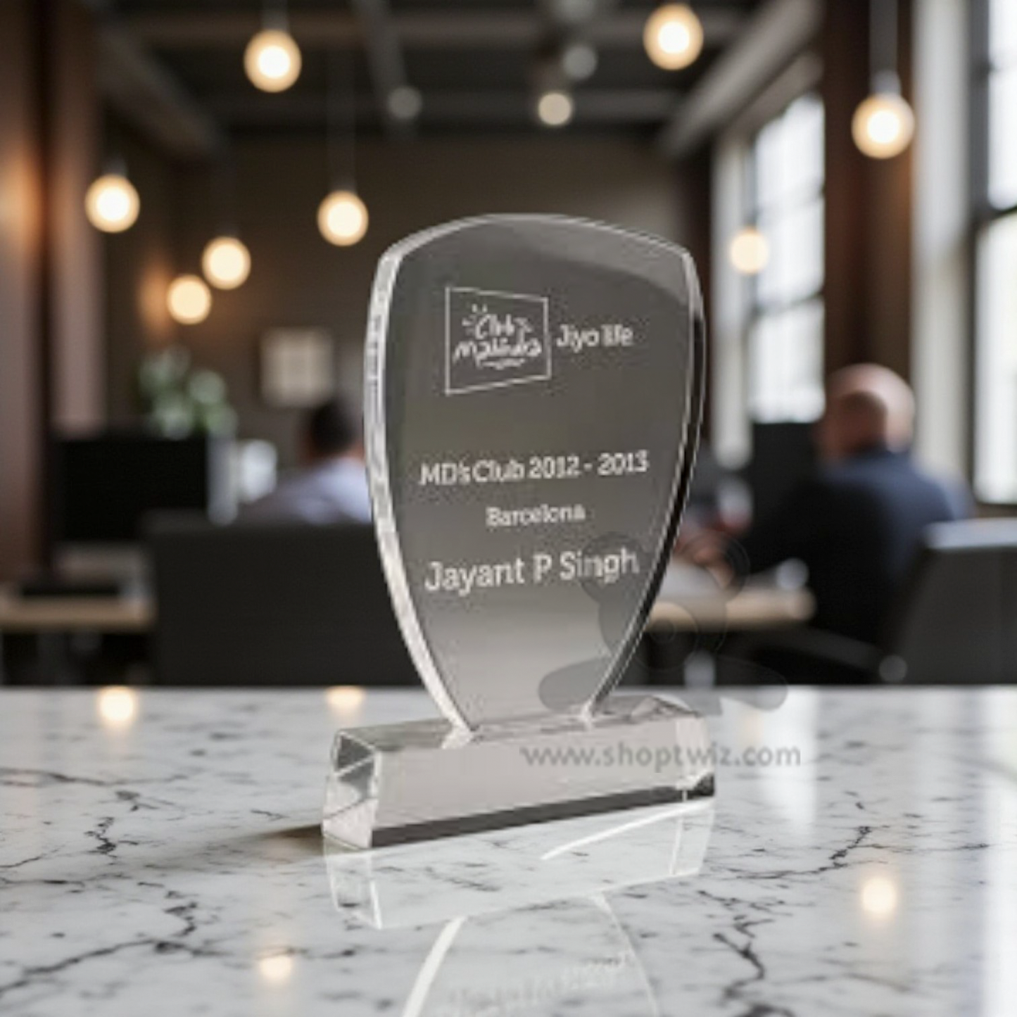 ShopTwiz Customized Acrylic Momento – Personalized Logo & Name Corporate Gift