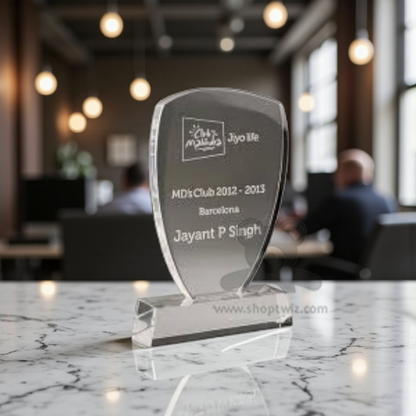 ShopTwiz Customized Acrylic Momento – Personalized Logo & Name Corporate Gift