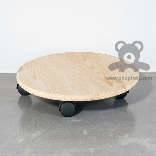 ShopTwiz Wooden Circle Rolling Plant Stand