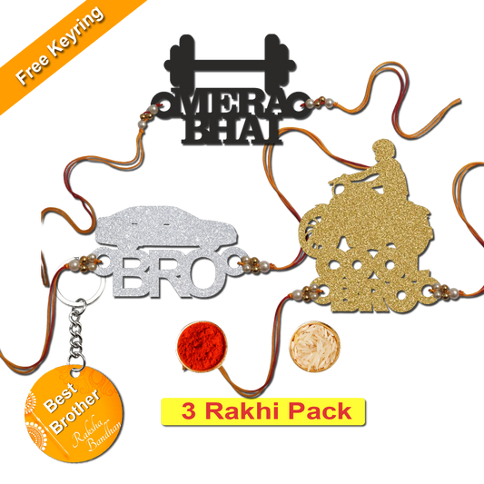 Combo Rakhi Set with Free Keychain for Rakshabandhan (Bro )