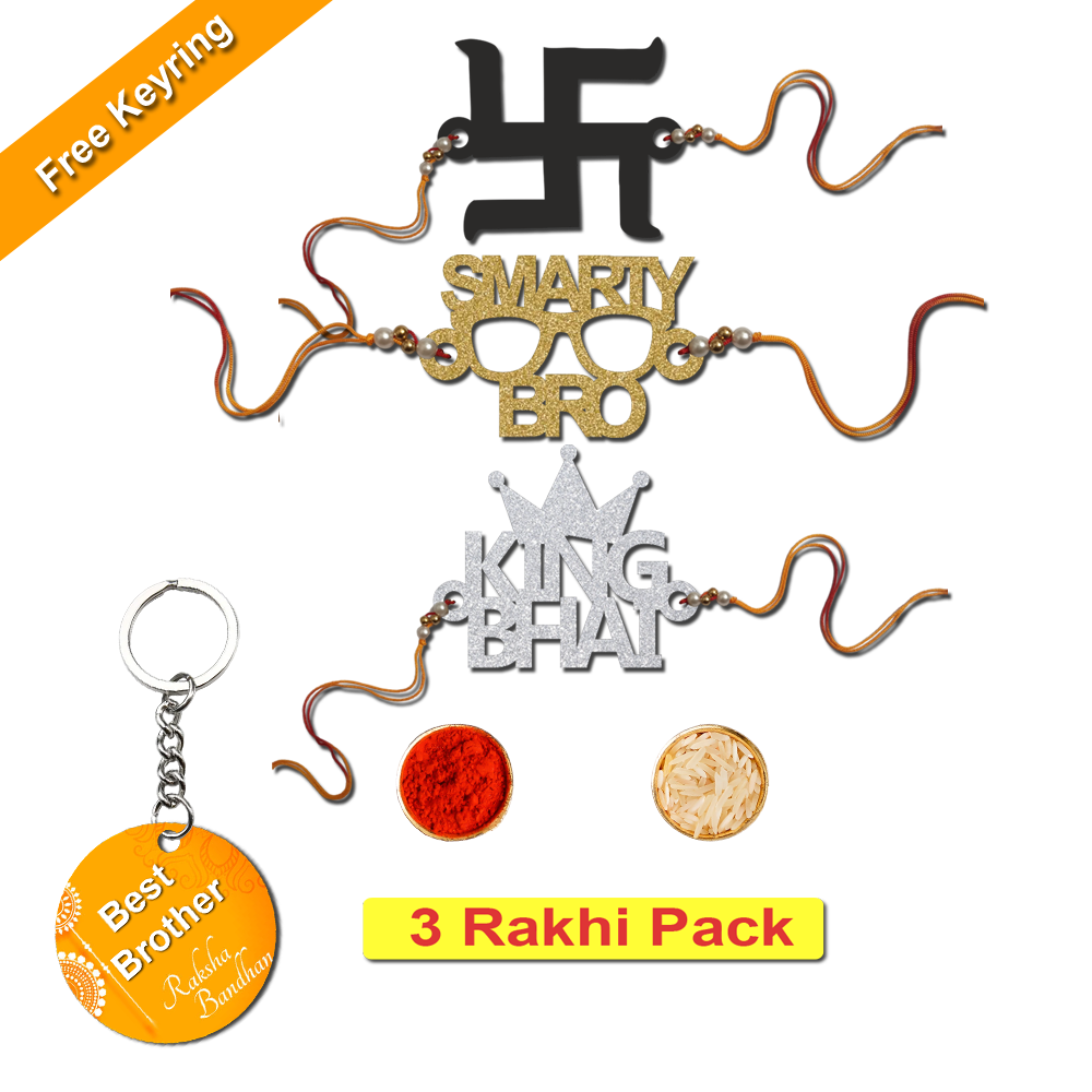 Combo Rakhi Set with Free Keychain for Rakshabandhan (King Bhai )